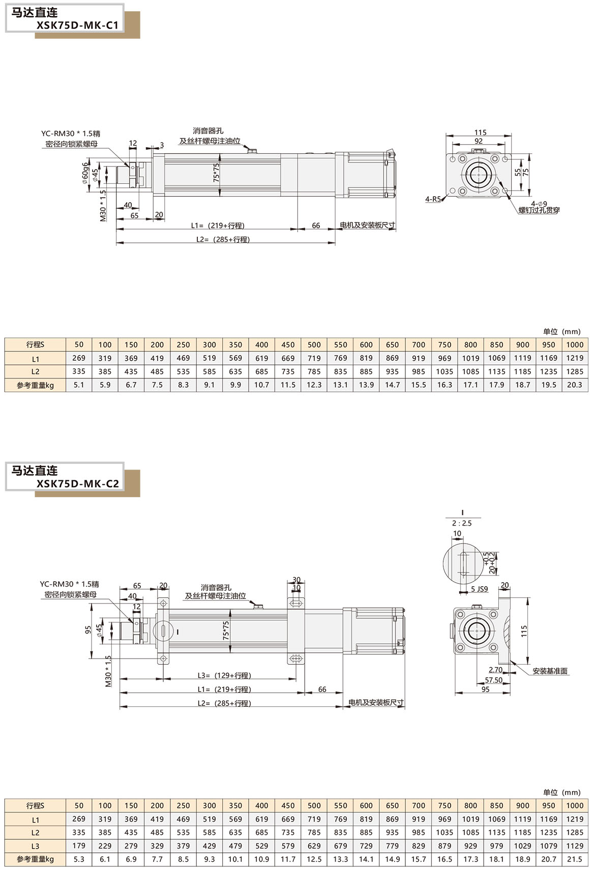 電動缸模組XSK-75D